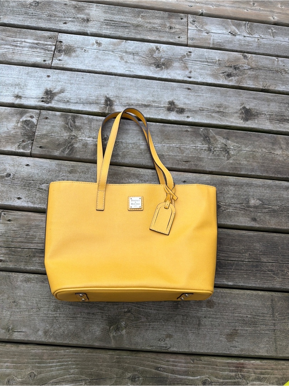Dooney & Bourke Yellow Saffiano Leather Tote Bag Large Shopper Shoulder Purse
